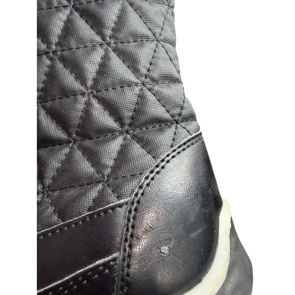Lands' End Girls Black Quilted Faux Fur Snow Boots 3M Fits‎ Women 5 487526